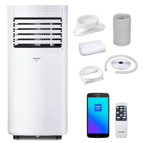 MEDION Smart Climatiseur Mobile P901 (9000 BTU, 3-en-1, Refroidir, Déshumidification, Ventilation, jusqu&rsquo;à 32m², kit de joint de fenêtre, mode sommeil, contrôle Wifi, Télécommande, Écran, MD 37732)