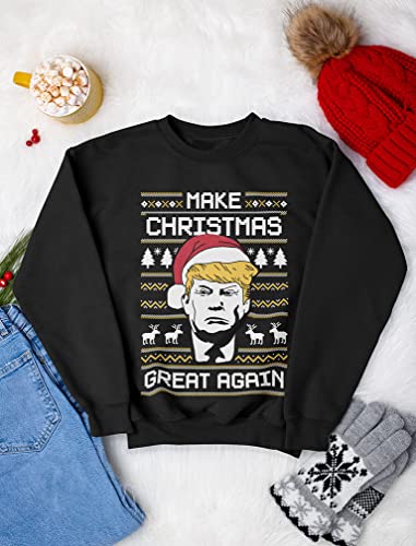Tstars GTPTPRRGFPLF9HB Make Christmas Great Again Sweatshirt Trump Ugly Xmas Sweater Style Long Sleeve X-Large Black thumb #3
