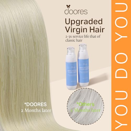 Image of DOORES Hair Extensions, Ash Blonde Highlighted Platinum Blonde 150g 9pcs 20 Inch Remy Human Hair Extensions Straight Natural Clip in Extensions