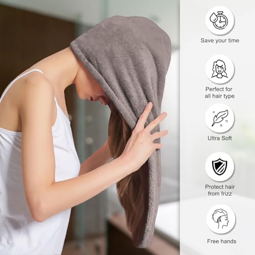 Image of Sassoon Venir Microfiber Hair Wrap Towel for Women (Sandstone Color, Free Size) with Smooth Texture Super Absorbent Quick Dry Hair Turban for Drying Hair