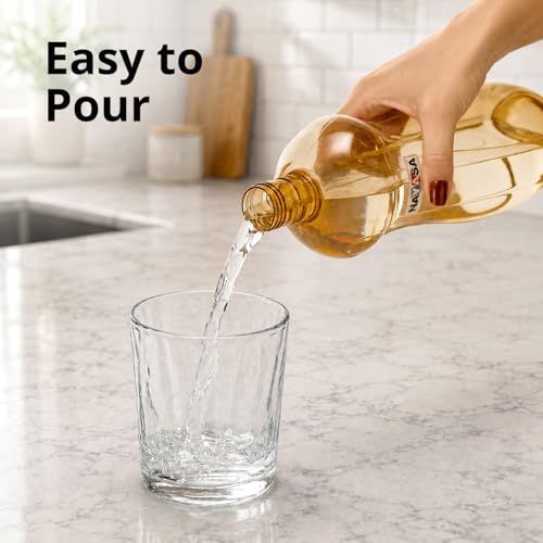 Image of Nayasa Loopy 1000 ML Pet Plastic Fridge Water Bottles Set of 6 | BPA Free | Leak Proof | Airtight Lid | Brown