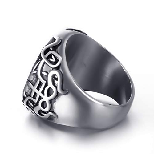 Pentagram Satanic Baphomet Goat Rings Sulfur Leviathan Cross Satan Demon Devil Symbol Men Stainless Steel Ring Size 7-154