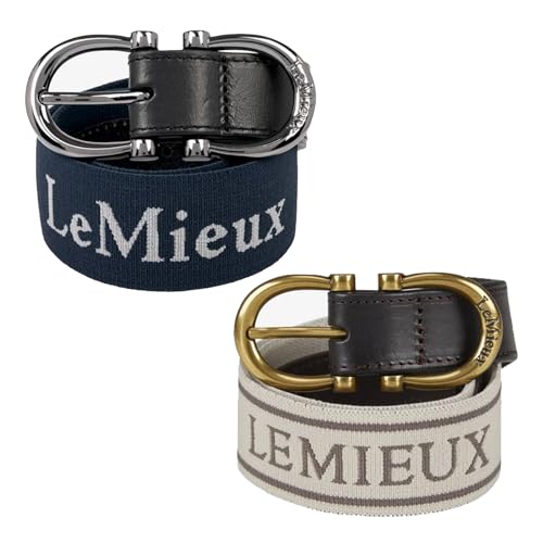LeMieux Elasticated Belt - Bespoke Twin D-Link Buckle Branded with PU Leather and Detail
