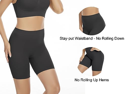 Amazingjoys Slip sans Couture Shorts Culotte sous-vêtement sous Robe pour Femmes,Noir+Beige+Blanc,XS-S – vue 3
