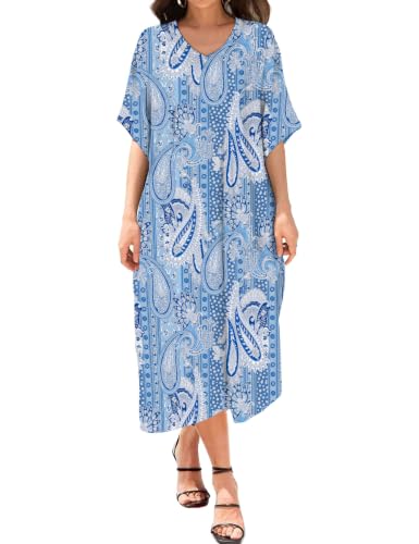 Image of Bloggerlove Women's Caftan Nightgown with Pockets, Long House Dress