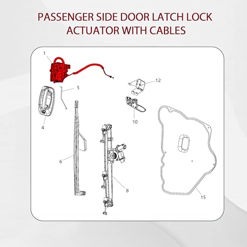 Image of Front Right Passenger Side Door Latch Lock Actuator with Cables 68232440AA 68232440AB 68232440AC Compatible for 2014-2018 RAM ProMaster Cargo Van 1500 2500 3500