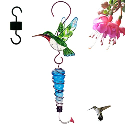 Hummingbird Feeder, New Hummingbird Feeders for Outdoors Hanging, Metal Hummingbird Decor Containing Ant Moat, Glass Hummingbird Feeder for Yard Garden Decoration