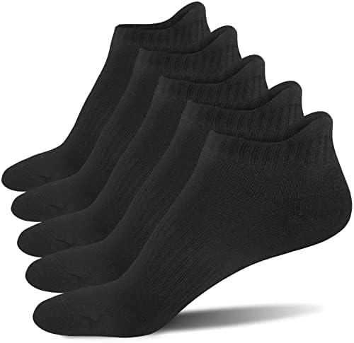 COZYOFFI 5 Pairs Ankle Socks for Women and Men Thick Cushion Athletic Running Low Cut Socks With Tab