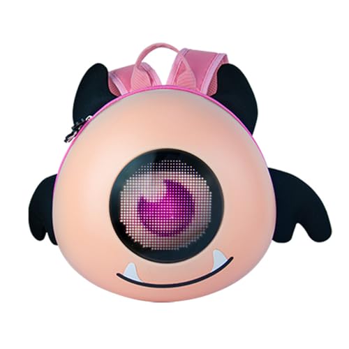 Mochila moderna con pantalla LED de ojos grandes, mochila impermeable de seguridad inteligente, mochila de control de teléfono con pantalla inteligente, Rosa 2, S