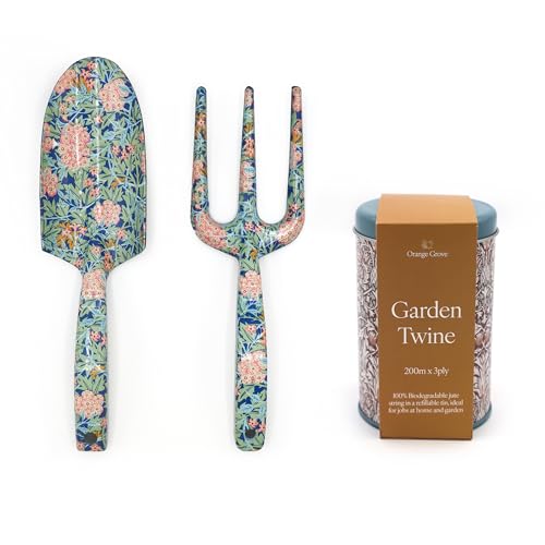 William Morris Gardening Gift Set - Fork, Trowel & Garden Twine, Multicoloured