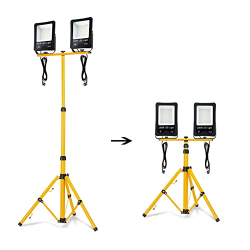 NAIZY LED Projecteur de Chantier Lampe de Travail LED Floodlight 3M Étanche IP66 pour l'intérieur et l'extérieur Chantier de Construction Garage (100W, Blanc Froid)