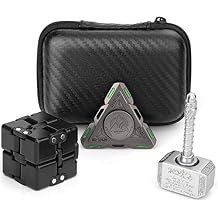 Fidget Spinner Toy Set, Metal Tri UFO Spinner, 2 in 1 Hammer, Infinity Cube, Desk Decor for School Home Office, Christmas Birthday Stocking Stuffer Party Favor Gift for Boys Girls Kids Adults 3 Pack