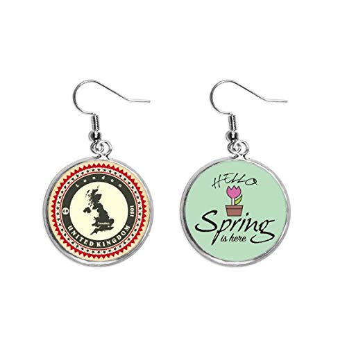 Pendientes de mapa de Londres Reino Unido joyeria colgante de Bretana para primavera