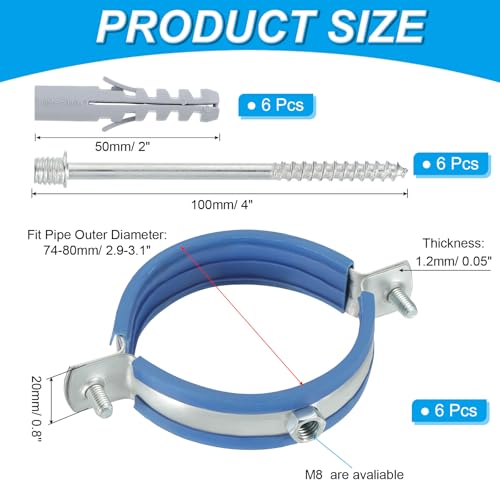 Collier de serrage 74-80mm avec tube d'extension pour fixation stable murale - 3