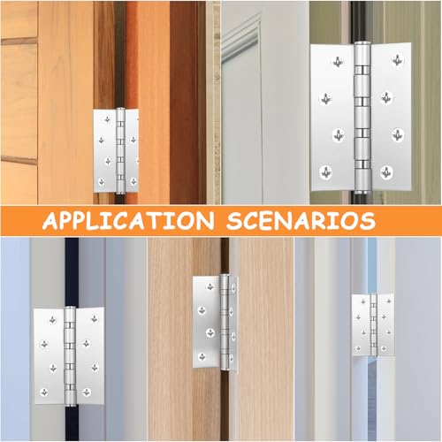 4 Stk Scharniere Klappbar,Schwerlastscharnier Edelstahl Scharniere,Türscharnier Schwerlast Scharnierband,Heavy Duty Hinges,Kugellager Türscharniere für Holztüren Gartentor Außen Innen(100x73x2 mm)