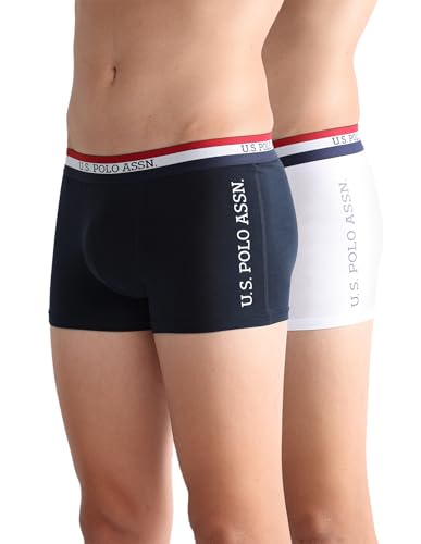 Image of U.S. Polo ASSN. Mens ET002 Anti Microbial Branded Stretch Cotton Underwear Trunk -Pack of 2