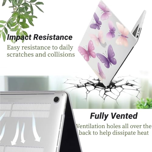 Housse rigide MacBook Neo 13 A3404 papillon violet de haute précision