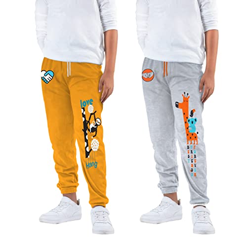 Image of KYDA KIDS Boy's Regular Fit Mid Rise 100% Cotton Track Pant - (Pack of 2)