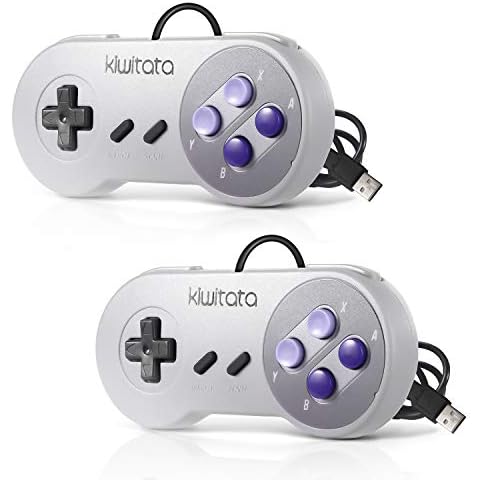 2 Pack SNES Retro USB Super Nintendo Controller,kiwitatá Super Classic SNES USB Controller Gamepad Joystick for Windows PC Mac Raspberry Pi NEW VERSION Cover