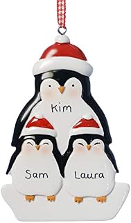Alphabet barn Personalised Christmas Decoration Penguin Adult and Child Xmas Gift Ornament Resin Keepsake Present Idea (1 adult 2 children)