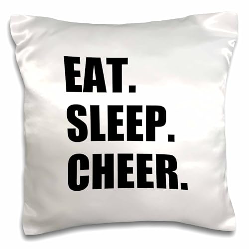 3dRose pc_180387_1 Eat Sleep Cheer Passionate About Cheerleading Fun Cheerleader Team Pillow Case, 16" x 16"