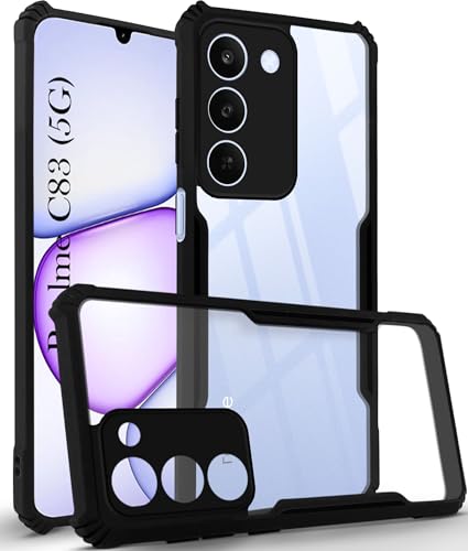 Image of Jkobi Hybrid Back Cover Case for Realme C83 5G (Shockproof with Polycarbonate Clear Panel | Professional Black)