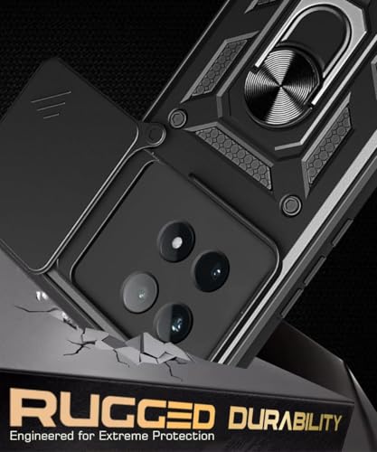 Image of AIBEX Back Cover Compatible for iQOO 15 5G | D10 Tough Armor Case | Sliding Camera Shield | 360 Protection | Kickstand Ring Holder | Military-Grade Bumper Case - Black