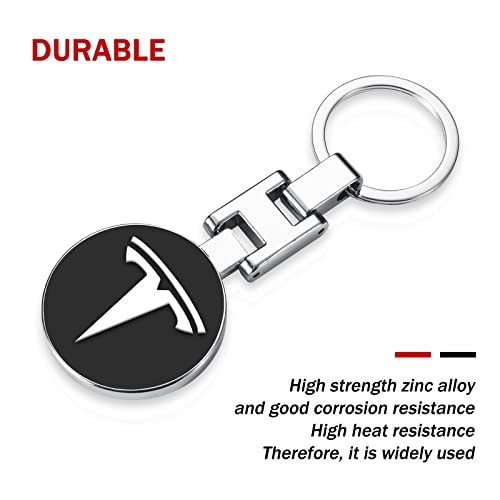 Car Logo Keychain For Tesla- 2 Pack 3D Chrome Metal Car Keychain Key Ring Alloy Key Holder Key Fob Fit Tesla Accessories - (Black，Red) #TOP5