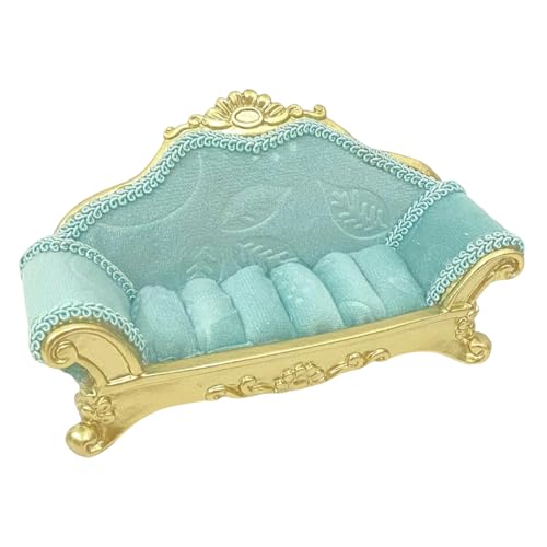 HDOYTXXM Soporte artístico de resina para accesorios, escaparate con forma de sofá para pendientes, anillos, decoración del hogar, exposición, joyería, estante de exhibición, diseños de sofá