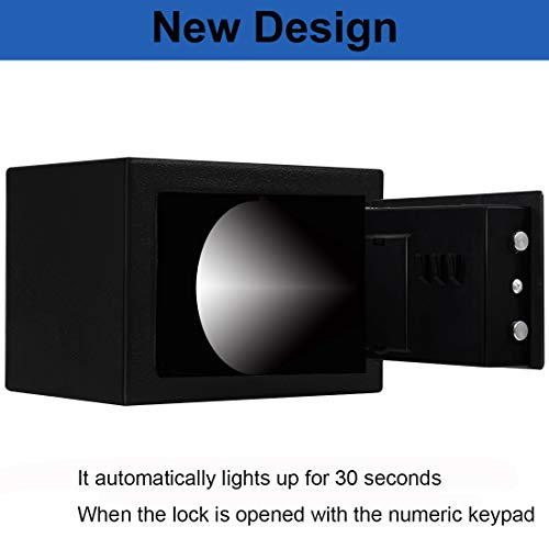 JUGREAT Security Safe Box with Induction Light,Electronic Digital Securit Safe Steel Construction Hidden with Lock,Wall or Cabinet Anchoring Design for Home Office Hotel BusinessGun Passport Cash