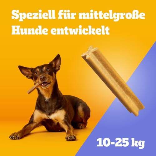 Pedigree DentaStix Hundesnack für mittelgroße Hunde (10-25kg), Zahnpflege-Snack mit Huhn und Rind, 1 Packung je 56 Stück (1 x 1.44 kg)