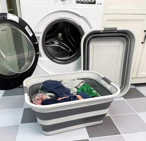 SAMMART Set of 2 Collapsible Plastic Laundry Basket - Foldable Pop Up Storage Container/Organizer -...