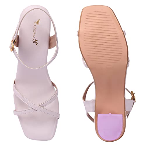 Image of Longwalk Women's Cross Strap Sandal, Transparent Heel Sandal for Girl's