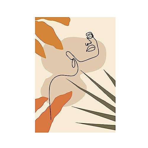 Toile Art Prints Peinture Boho KEBIA : Affiche Visage Ligne Noir 70x100cm - 2