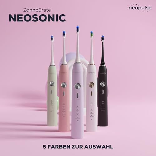 Neosonic® – Elektrische Schallzahnbürste, Laufzeit 3 Monate – 15 Modi – wiederaufladbar USB-C – Timer 2 Minuten – 2 Köpfe enthalten – 2 Jahre Garantie – Schallbürste, Rosa NEOPULSE – Bild 6