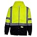 New York Hi-Viz Workwear H9012 Men's ANSI Class 3 High Visibility Class 3 Sweatshirt, Full Zip Hooded, Lightweight, Black Bottom Extra Large