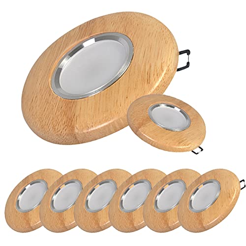 YHQSYKS LED-Einbaustrahler, 8er-Set, Holzmaserung, LED-Einbauleuchte, 3 W, 5 W, 7 W, LED-Einbauleuchten, Schallwand, ultradünn, rund Cover