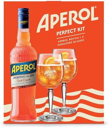 Aperol Spritz Gift Pack - Contains Aperol 70CL Bottle Plus 2 x Authentic Branded Glasses