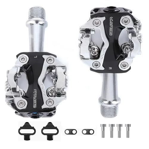 Specialookbmc Pedali per bici MTB in alluminio autobloccante con clip Pedale doppio senza clip SPD Ultralight Parti di biciclette Pedale ZP-108S, nero