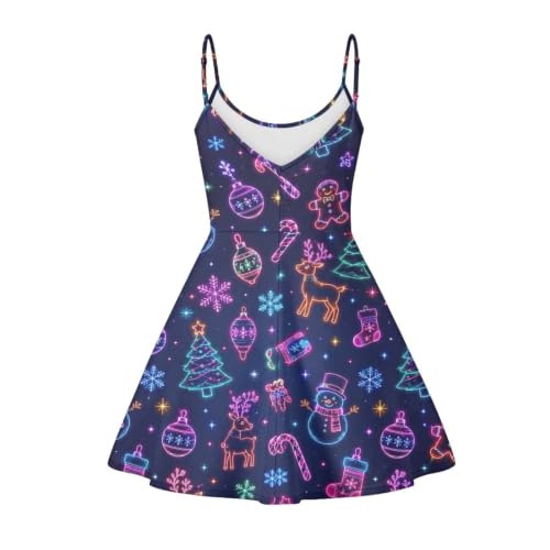 Image of Women's Spaghetti Strap Dress Summer Casual Swing Sundress Girls Beachwear Swing Mini Dress