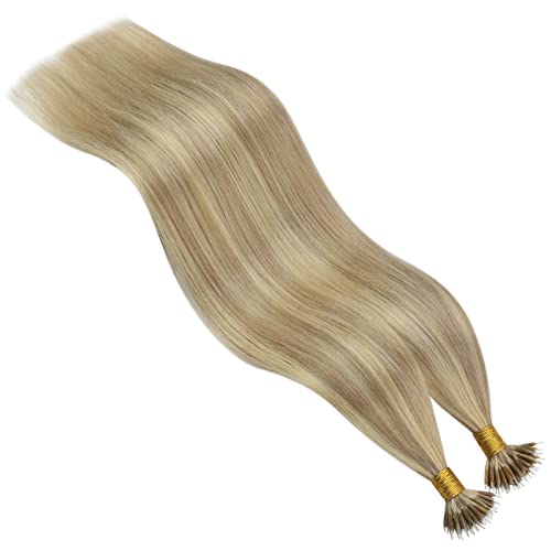 Nano Ring Hair Extensions Blonde Keratin Human Hair Extensions 18inch Nano Link Hair Extensions Human Hair Color #16/22 Blonde Nano Hair Extensions Remy Human Hair 1g/s 50strands
