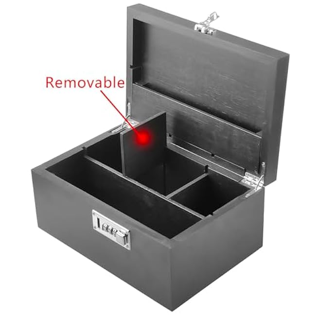 MPROCU Large Bamboo Storage Box with Lock, Decorative Box Set Includes Jars & brush £¨Black£©