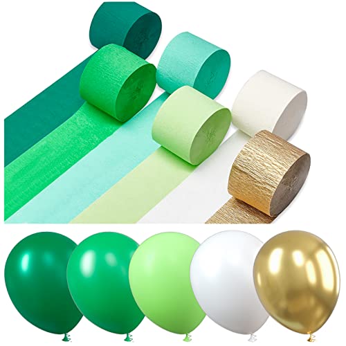 Image of PartyWoo Green Balloons, 51 pcs Party Decorations Pack of Latex Balloons and Crepe Paper for Balloon Garland as Party Decorations, Birthday Decorations, Wedding Decorations, Baby Shower Decorations