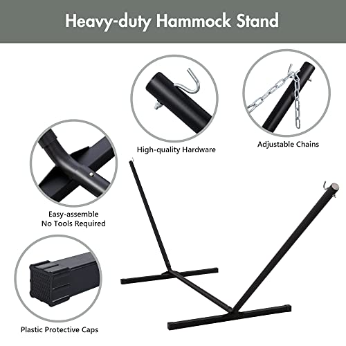 Image of ANOW Heavy Duty Hammock with 12FT Stand, Rope Hammock for Outside, Gray