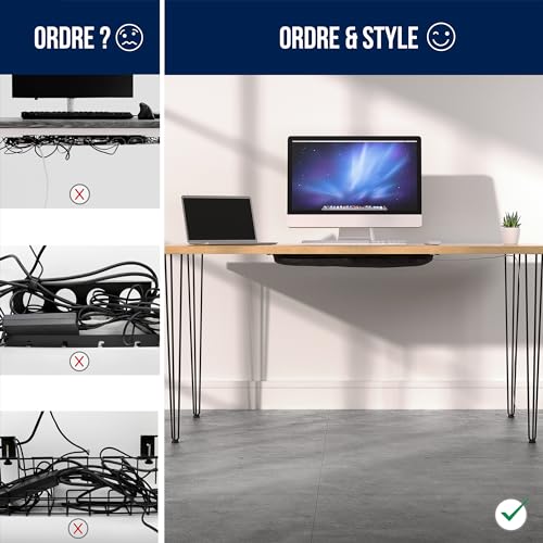 Cache cable bureau noir - Organisateur de cable management