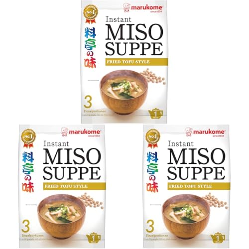 MARUKOME Sopa instantánea de miso y tofu frito 60 g (Paquete de 3)