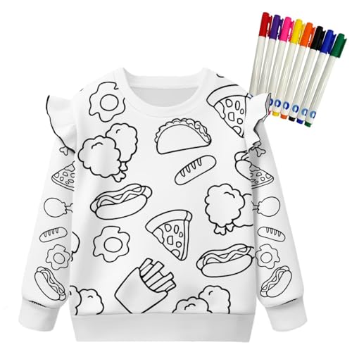 Color Your Own Crewneck Sweatshirts for Toddler Girls Long Sleeve Shirts Fall Clothes Tops Crafts