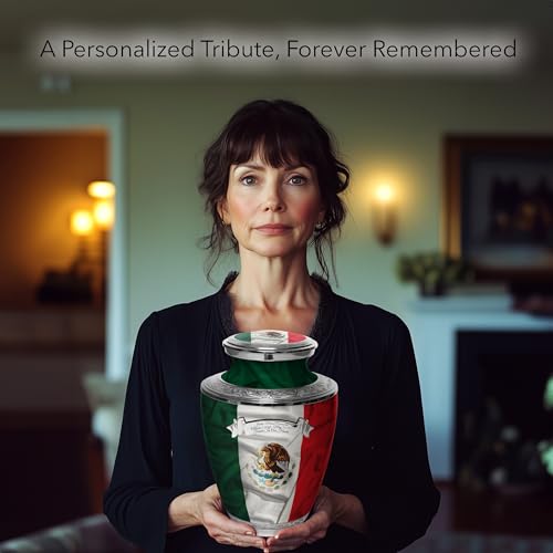 Image of Mexican Flag Cremation Urns for Human Ashes Adult Man & Urns for Ashes