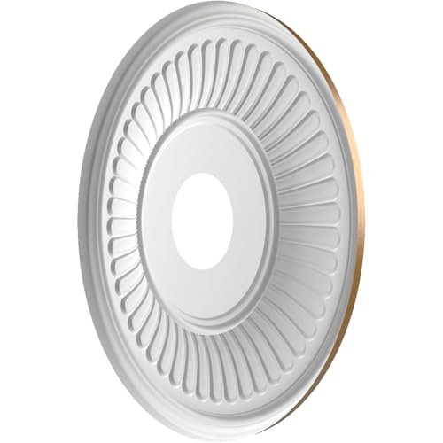 Image of Ekena Millwork CMP16BECGH Berkshire Thermoformed PVC Ceiling Medallion (Fits Canopies up to 7 inch), 16 inchOD x 3 1 /2 inchID x 1 inchP, Metallic Gold Rush