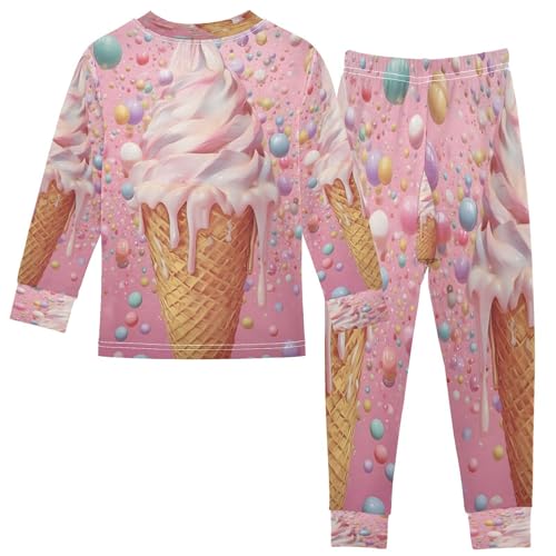 ALAZA Lovely Stylish Ice Cream 2 Piece Pajama Set Long Sleeve Top and Pants Sleepwear Unisex2